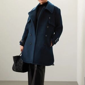 Eudon Choi Collective RTR Women's Navy Double-Breasted Wool Coat Size 4